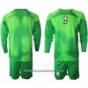 Conjunto (Camiseta+Pantalón Corto) Portero Manga Larga Brasil Segunda Equipación Mundial 2022 - Niño